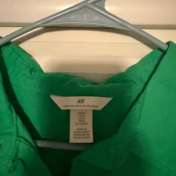 H&M Oversized Linen Button-Up Shirt Women’s Size M - Picture 7 of 10